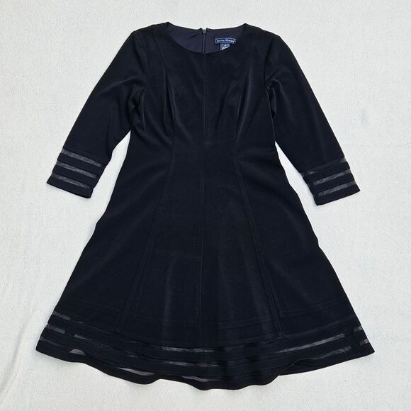 Jessica Howard Black Shadow Stripe Fit and Flare Party Dress - Picture 3 of 16